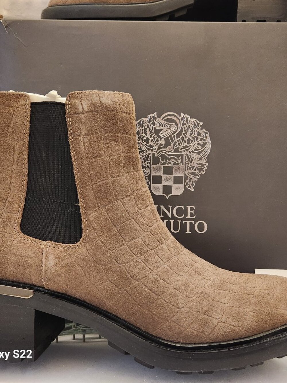 Vince Camuto Suede Crocco "Kelivena" Booties. NIB. Size: Various